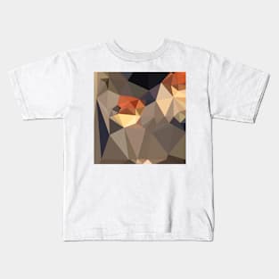 Cool Black Blue Brown Abstract Low Polygon Background Kids T-Shirt